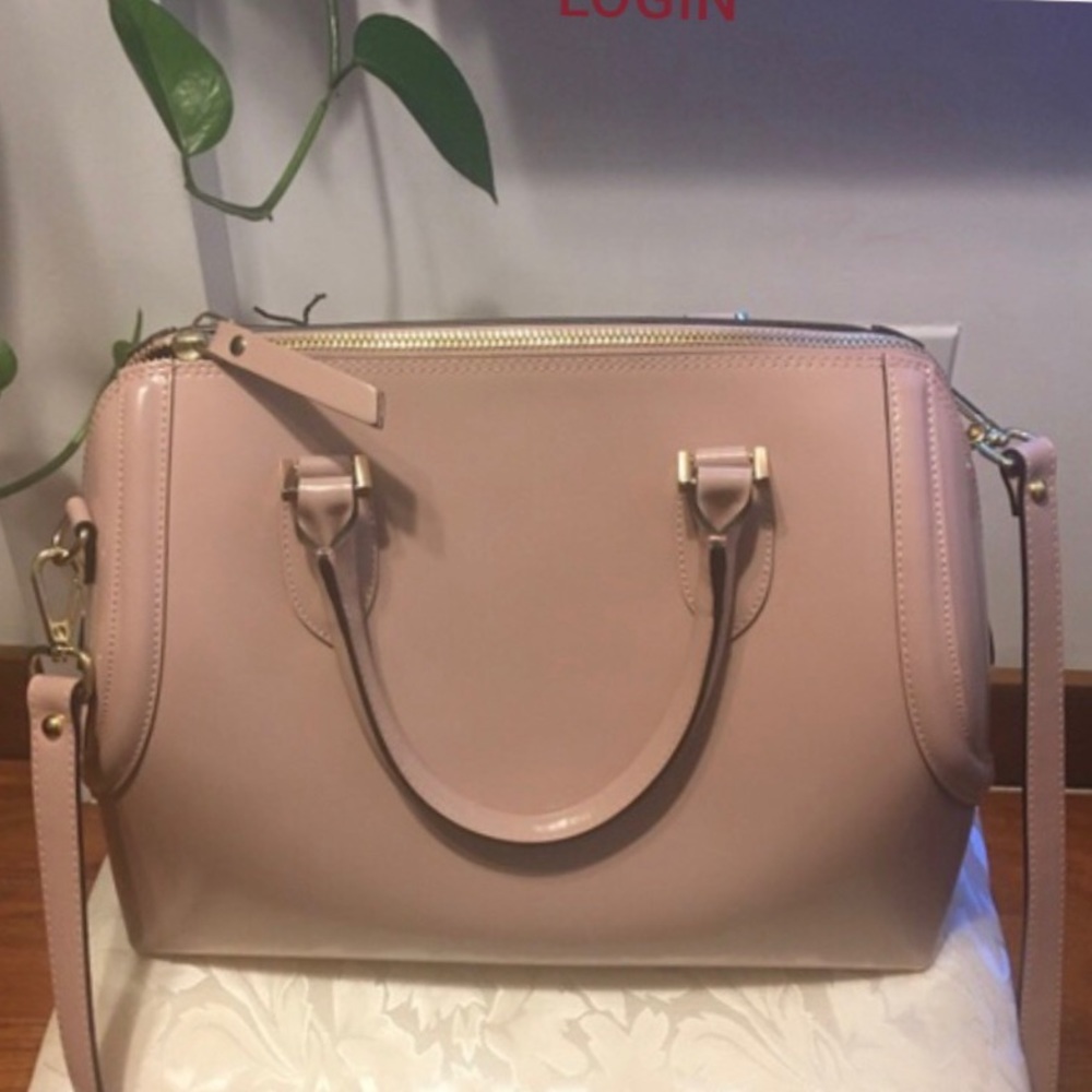 NEW GIANNI NOTARO ITALIAN LARGE LEATHER BLUSH PINK SATCHEL WITH CROSSBODY STRAP